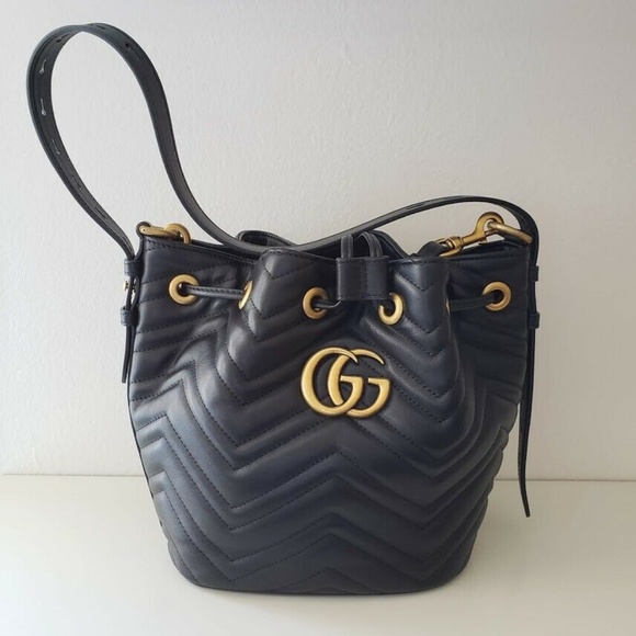 Gucci Marmont 2.0 Matelassé Bucket Bag - Black - Picture 2 of 8